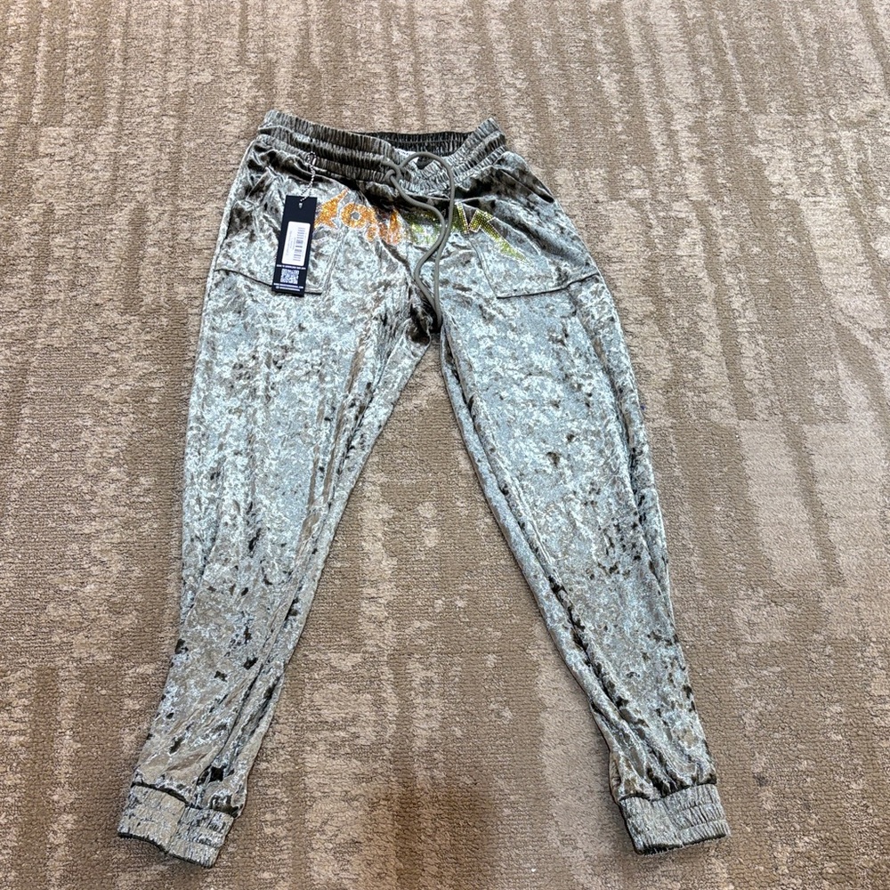 Rockstar Original Olive Velour Track Pants